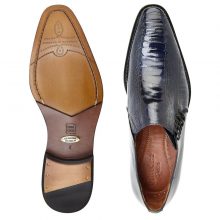 New Handmade Men Antique Navy Genuine Ostrich / Italian Calf Slip On Shoes