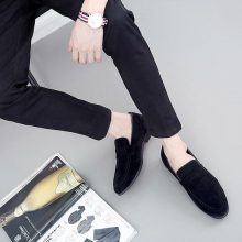 New Handmade Leather Black Loafer Shoes Pointed Toe Tassels Party Dress Shoes
