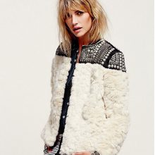 High Fashion Rivet Faux Fur Jacket