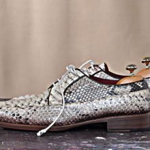 NEW HANDMADE PYTHON GENUINE NATURAL LEATHER GREY CLASSIC LACE-UP MENS SHOES