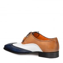 New Handmade Men's Brown / White / Blue Calf-Skin Leather Oxfords Shoes