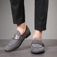 NEW HANDMADE MEN GREY SUEDE LOAFERS SHOES