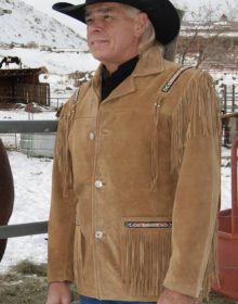Men's New Native American Brown Buckskin Suede Leather Fringes Jacket / Shirt
