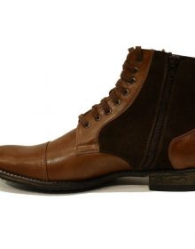 Men's Handmade Italian Brown Ankle Boots, Men Cowhide Smooth Leather
