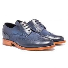 Men's New Handmade Navy Blue Calf-Skin/ Suede Shoes