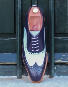 Men's Handmade Two tone formal shoes, Men Spectator shoes, Men dress wingtip shoes