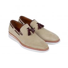 Men's Shoes Camel Calf-Skin Leather Double Monk-Straps Loafers Shoes