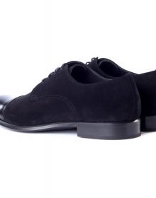 Handmade Men’s Navy Color Leather & Suede Shoes, Cap Toe Dress Formal Shoes