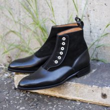 Handmade men Black Side Buttons Two Tone Color Boots