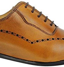 Mens Tan Brown Burnished Real Leather Italian Design Formal Oxford Lace up Shoes