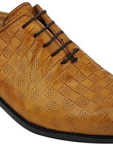 Mens New Real Leather Tan Perforated Vintage Lace upSmart Dress Oxford Shoes