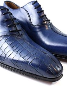 Handmade Kay Blue Half Crocodile Italian Leather Dress Shoes/Oxford Shoes