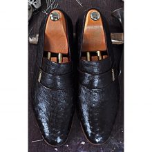 New Handmade Moccasin in Dark Brown Genuine Ostrich Leather