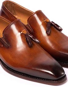 Men's Handmade Mens Brown Goodyear Welted Tassel Loafers Shoes