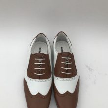 New Handmade Men's Brown ~ White Wingtip ~ Spectator Lace Up Style Two Toned Dress Shoes