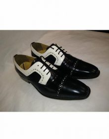 New Handmade Men's Two Tone Tuxedo Lace Up Black Dress Shoes