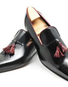 NEW Handmade Men's Black Shoes, Men's Tassels Leather Loafer Slip On Fashion Sho