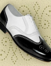 Handmade men leather two tone formal spectator shoes bespoke leather shoes