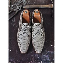 NEW HANDMADE PYTHON GENUINE NATURAL LEATHER GREY CLASSIC LACE-UP MENS SHOES