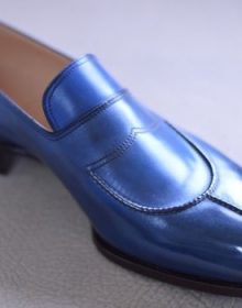 Blue Moccasin Loafer Slip Ons Magnificiant Leather Handmade Men Classical Shoes