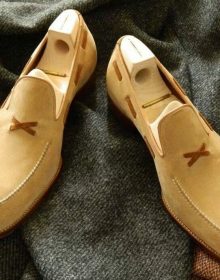 Handcrafted Suede Leather Tussle Shoes Beige Bespoke Casual Dress Tuxedo Shoes