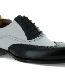 New Handmade Men Brooke Black White Leather Spectator Wingtip Shoes