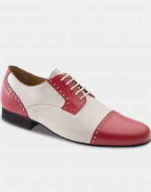 Men Handmade Adult Awesome Red White Cap Toe Leather Shoes