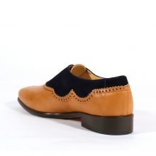 New Handmade Men Franco Italian Camel / Blue Leather and Suede Oxfords Shoes
