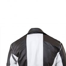 Handmade Men's Cow-Hide Leather Black and White Detachable Sleeves Jacket