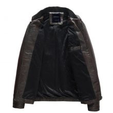 Handmade Men's Autumn/Winter PU Leather Biker Jacket With Velvet Lining