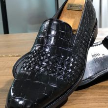 Handmade Men Calf-skin Leather Black Loafer Shoes