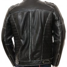 HANDMADE MEN'S Black Leather Biker Jacket, Slim Fit Jacket For Mens