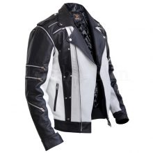 Men Celebrities Black & White Thriller Premium Genuine Pure Leather Jacket