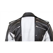 Men Celebrities Black & White Thriller Premium Genuine Pure Leather Jacket