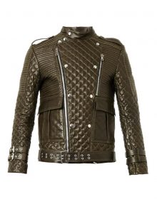 Handmade Mens brown quilted leather biker jacket, Slim fit Jacket For Mens