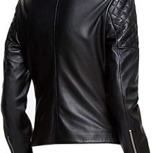 Biker Leather Jacket with Detachable Hoodie Distressed Black