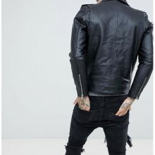 Handmade Mens Black Slim Fit Biker Jacket, Men Leather Jacket