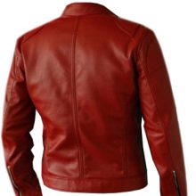 Elegant Men's Red Leather Jacket - Voteporix