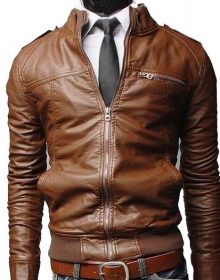 Leather jacket for mens new fashion in Brown