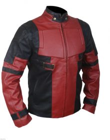 Deadpool Red Wade Wilson Ryan Reynolds Real Biker Motorcycle Leather Jacket