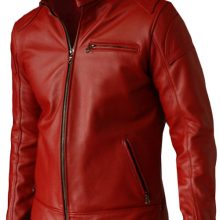 Elegant Men's Red Leather Jacket - Voteporix