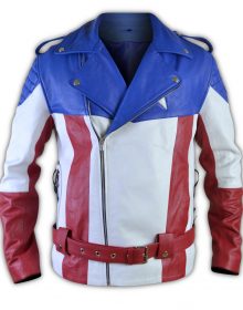 Handmade United States of America USA Flag Biker Leather Jacket