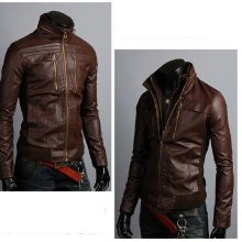 Men's Leather Jackets Korea Style Casual Slim Fit, Biker leather jacke