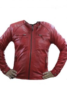 Handmade Men’s Red Biker Quilted Motorcycle Ride Or Die Leather Jacket