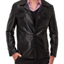 New Men Leather Jacket Brand Genuine Soft Cow Hide Designer Biker Button Jacket