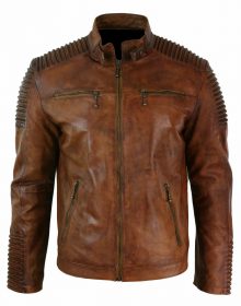 New Handmade Men's Brown Biker Genuine Leather Jacket