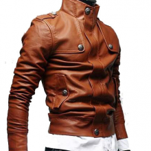 Handmade Men Brown Biker leather Jacket