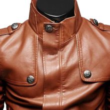 Handmade Men Brown Biker leather Jacket