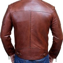 New Handmade Men's Cafe Racer Fashion Stylish Brown Biker Real Leather Jacket