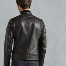 New Handmade Mens Black Tumbled Leather Slimfit Biker Jacket